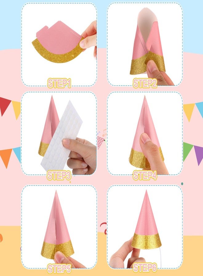 Sonwyoung 24 Pcs Colorful Party Hats for Kids Glitter Reusable Paper Hats for Baby Shower Birthday Party Decorations(Light, Macaron, Matte) - Image 3